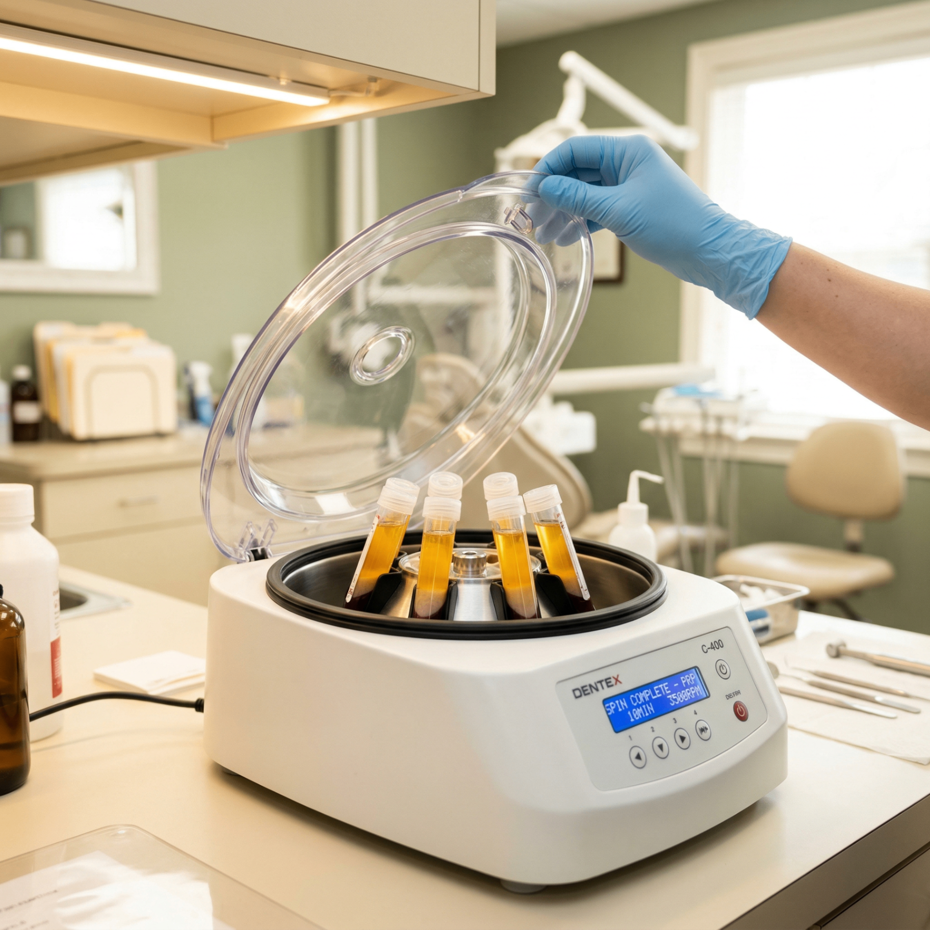 PRP/PRF centrifuge with blood sample vials