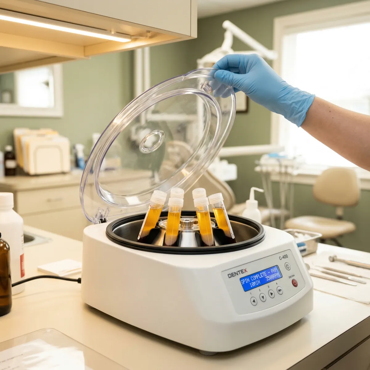 PRP/PRF centrifuge with blood sample vials